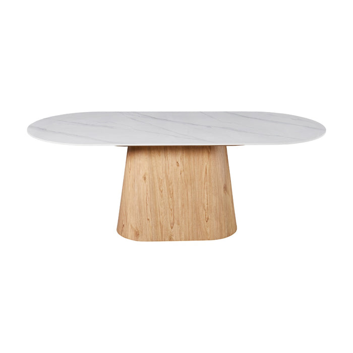 Giga Meubel - Eettafel Wit Keramiek|Naturel - 200x90x75cm - Madia