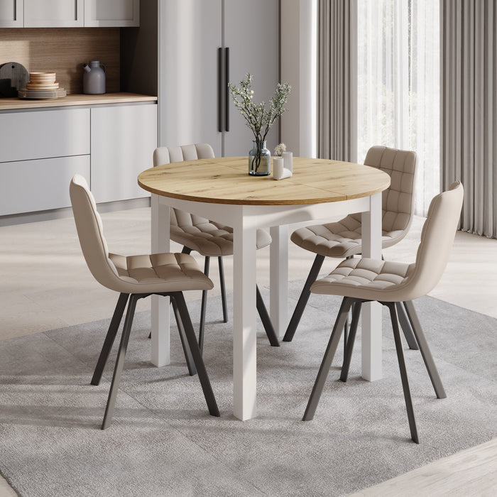 Meubella - South - Eetkamertafel - Eiken|Wit