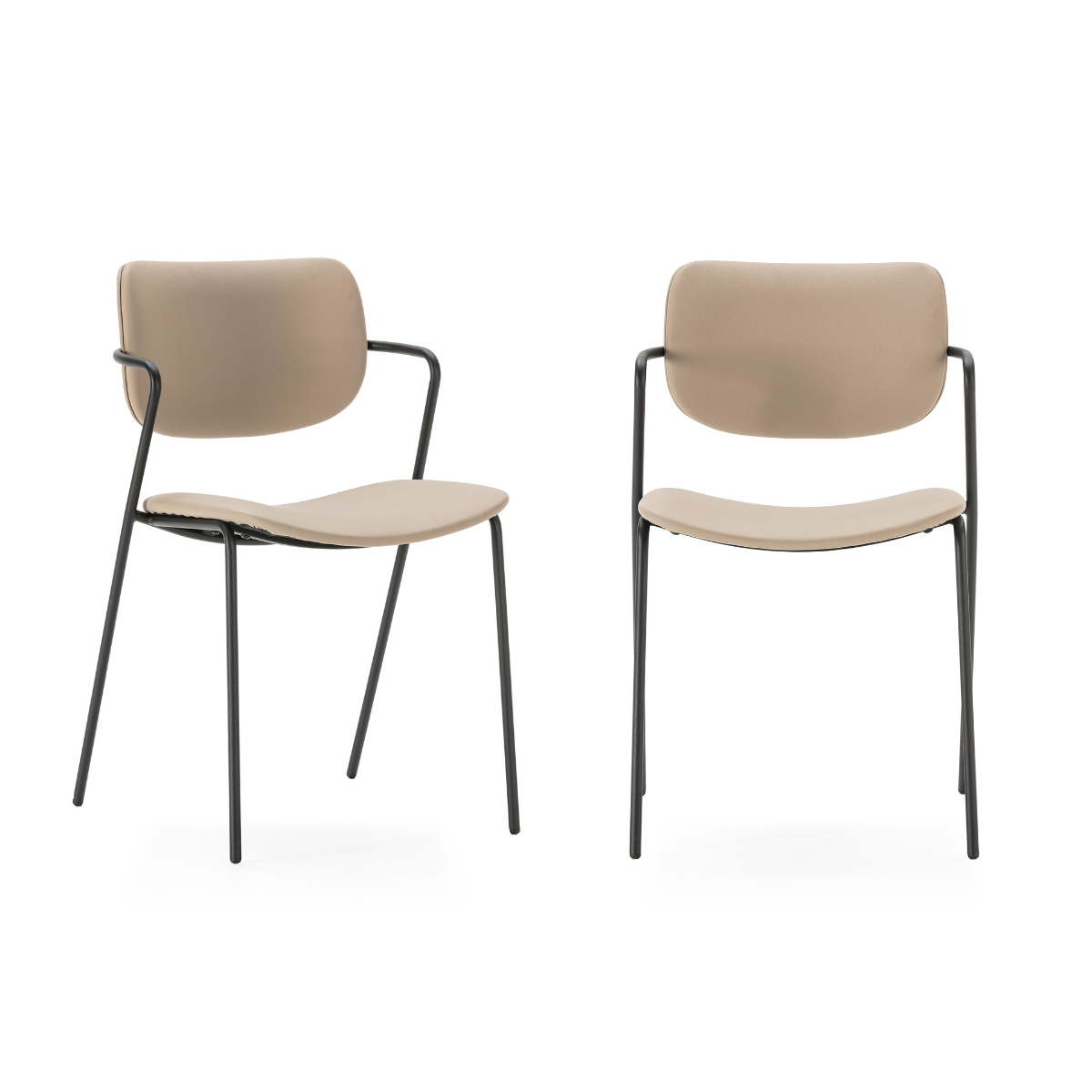 Calicosy - Set 2 stoelen MAIKA - L49 cm - Zwart metaal