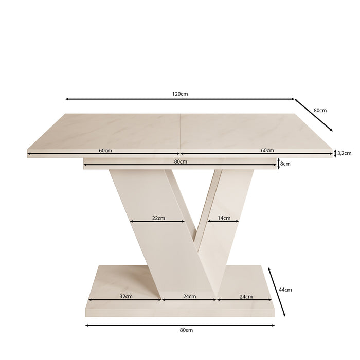 Meubella - Eetkamertafel Dayman - Wit marmer - 160 cm - Uitschuifbaar