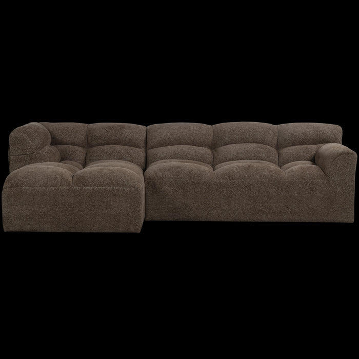 WOOOD Tibas Chaise Longue Bank Links - Geweven Stof - Bruin