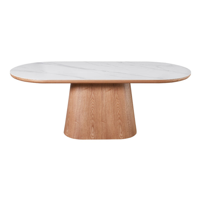Giga Meubel - Eettafel Wit Keramiek|Naturel - 200x90x77cm - Alba