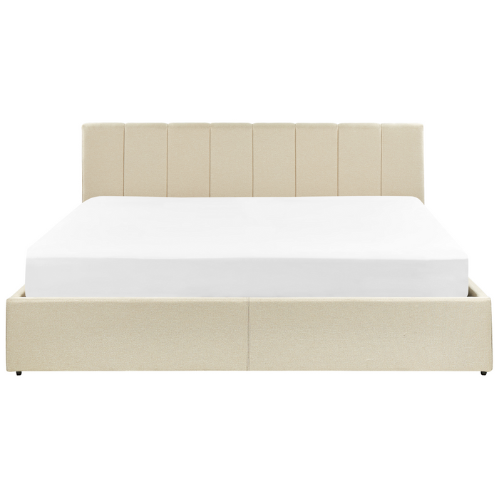 Beliani-DREUX-Bed met opbergruimte-Beige-180 x 200 cm-Polyester