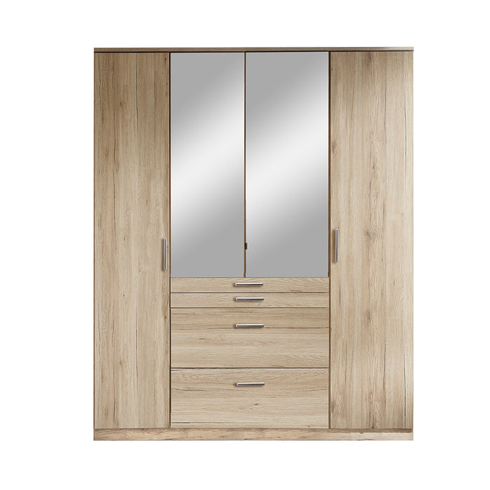 Calicosy - Kast met 4 deuren en 1 spiegel B180 cm - Houtlook