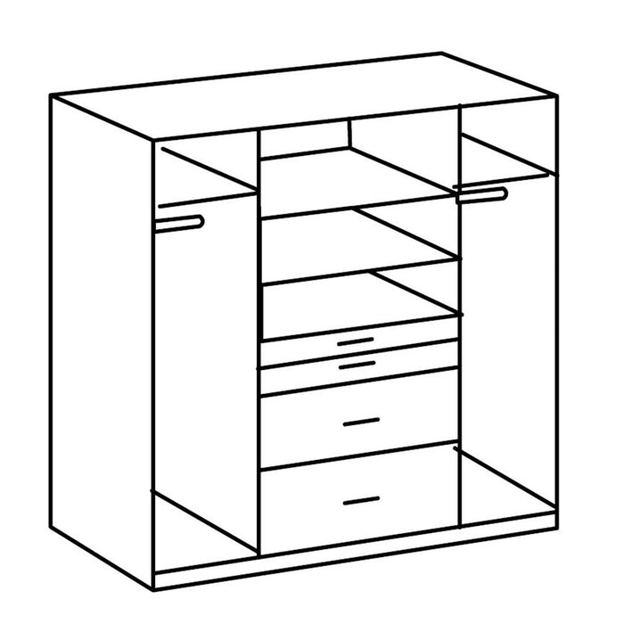 Calicosy - Kast met 4 deuren en 1 spiegel B180 cm - Houtlook