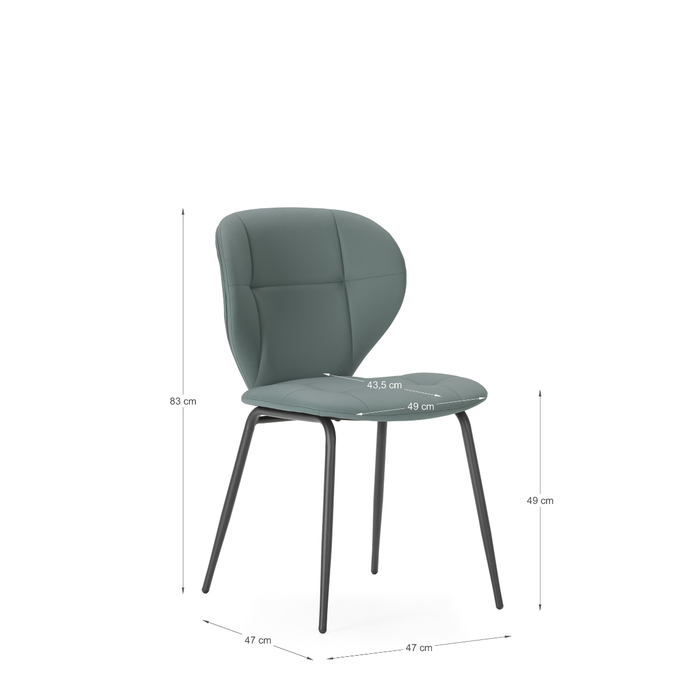 Calicosy - Set 2 stoelen MAURA - L50 cm - Zwart metaal