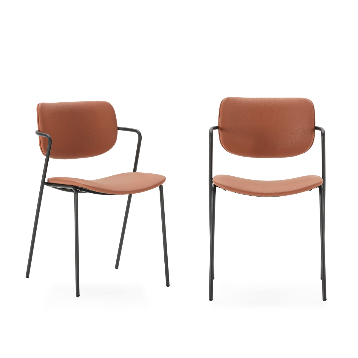 Calicosy - Set 2 stoelen MAIKA - L49 cm - Zwart metaal
