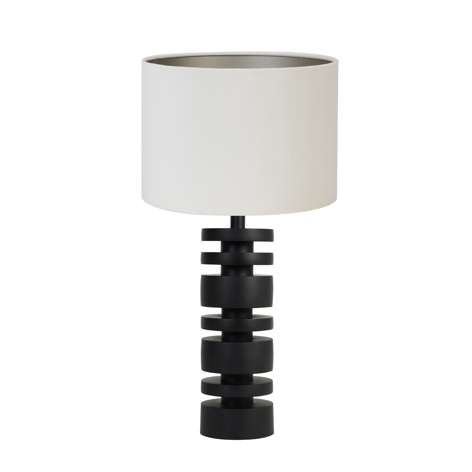 Light & Living Tafellamp Desley|Velours - Zwart|Wit - Ø25x58cm