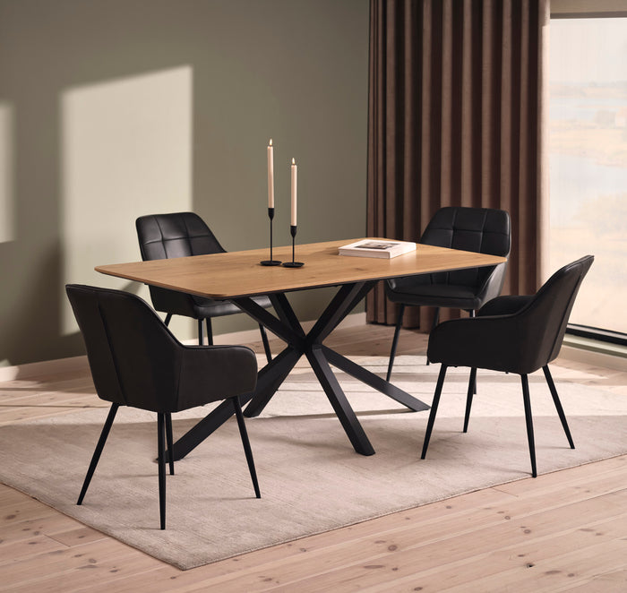 Giga Living - Eetkamerstoel Grijs PU Leer - Nolan - Set van 2