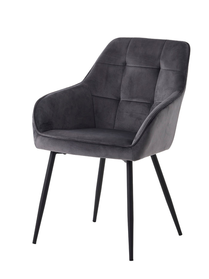 Giga Living - Eetkamerstoel Grijs Velvet - Nolan - Set van 2