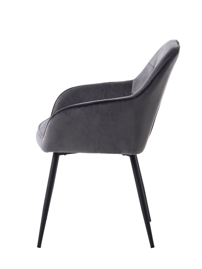 Giga Living - Eetkamerstoel Grijs Velvet - Nolan - Set van 2