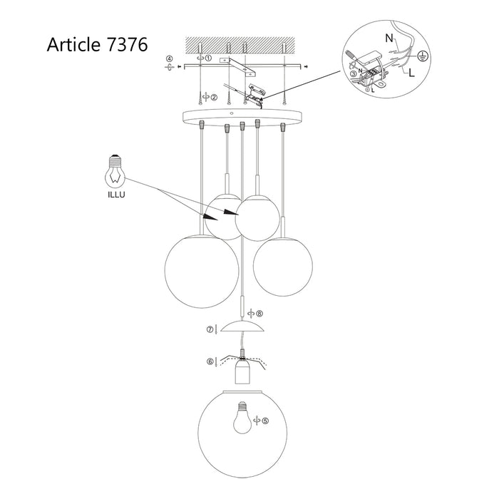 Steinhauer - hanglamp - Bollique - staal - glas metaal - Ø 60cm - E27 - 7376ST