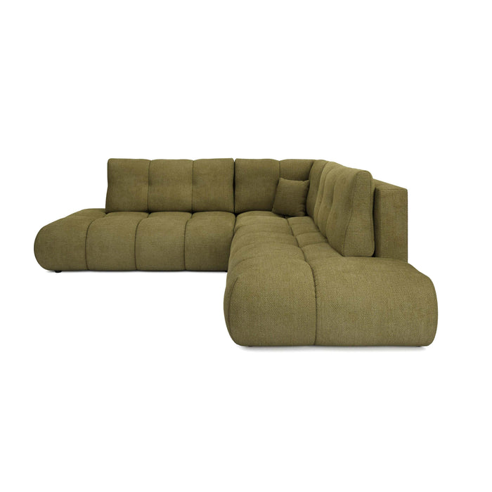 by fonQ Charme Hoekbank Links/Rechts met Slaapfunctie - Chenille - Olijfgroen