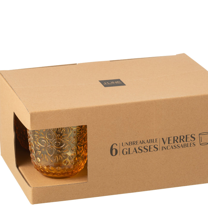 J-Line glas - kunststof - geel - doos van 6