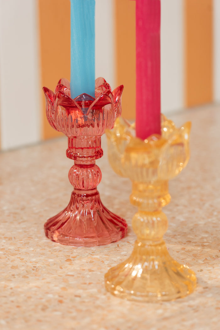 J-Line kandelaar Roos Warm - glas - mix - 3 stuks