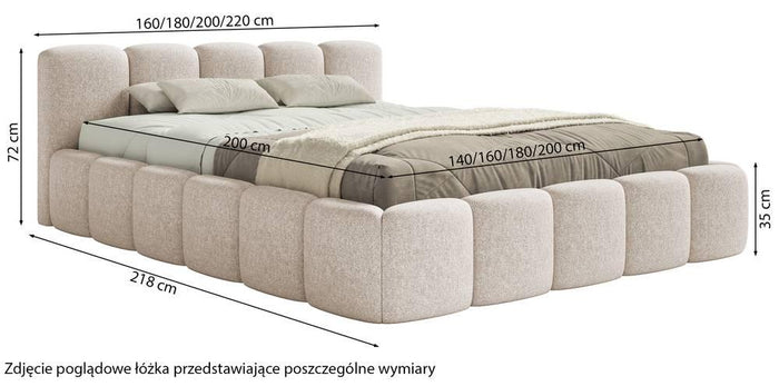 NADUVI Collection Bedframe Chloe laag 180 x 200 cm chenille