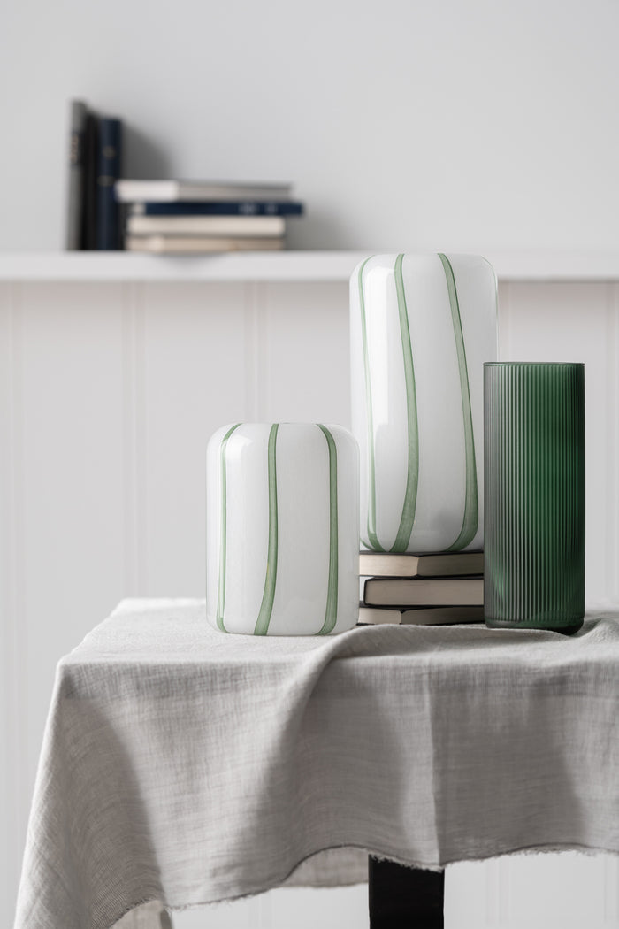 J-Line vaas Mimi - glas - wit|groen - large - 32 cm hoog