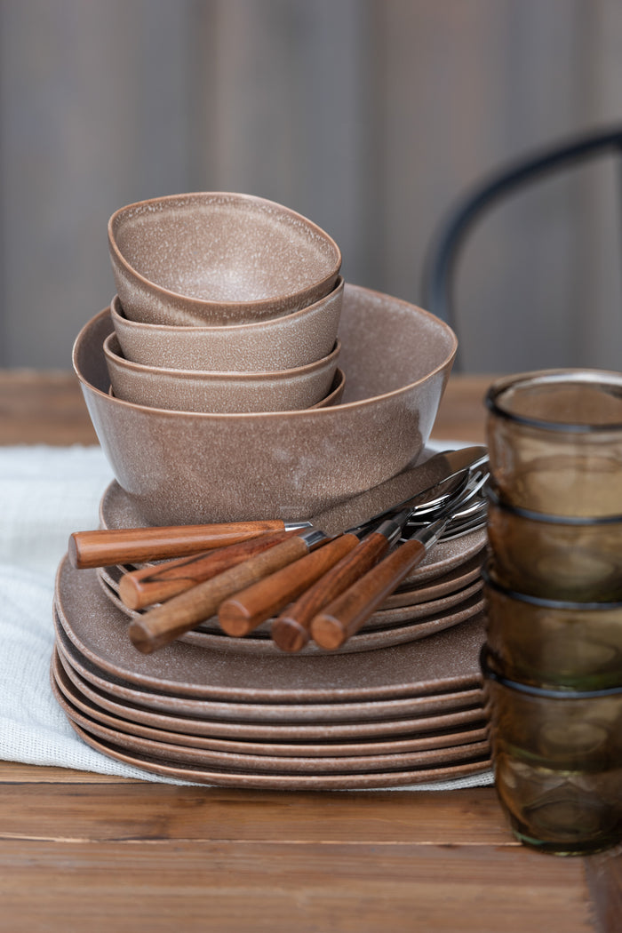 J-Line bord Louise - keramiek - cognac - medium - 6 stuks