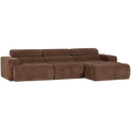 WOOOD Novi Chaise Longue Bank Rechts - Ribstof - Grijsbruin