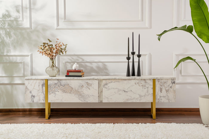 Giga Meubel - Tv-meubel Goud|Marmerlook - 180x30x50cm - Serenity
