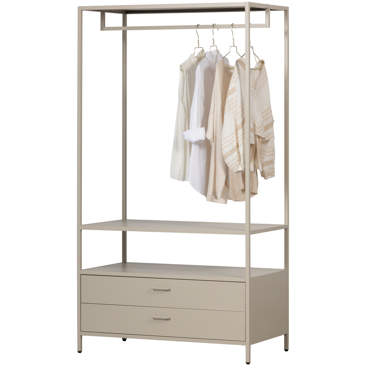 WOOOD Ferris Open Kledingkast 100 cm - Metaal - Zand - 185x100x54