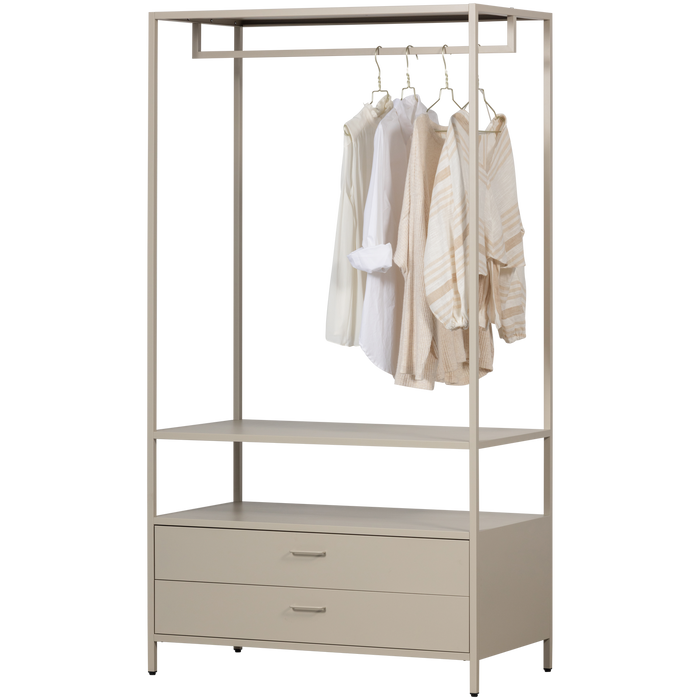 WOOOD Ferris Open Kledingkast 100 cm - Metaal - Zand - 185x100x54