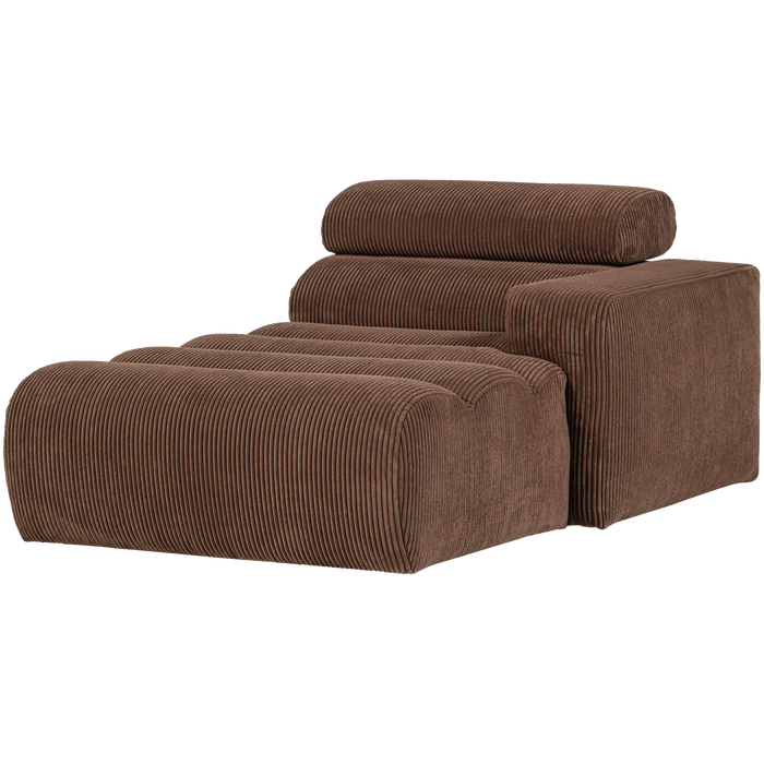 WOOOD Novi Chaise Longue Element Arm Rechts - Ribstof - Mokkabruin