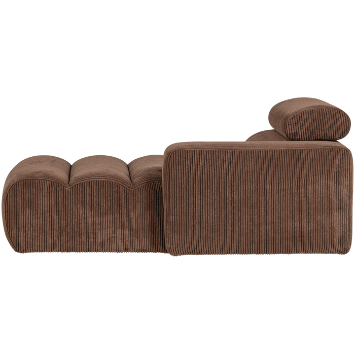 WOOOD Novi Chaise Longue Element Arm Rechts - Ribstof - Mokkabruin