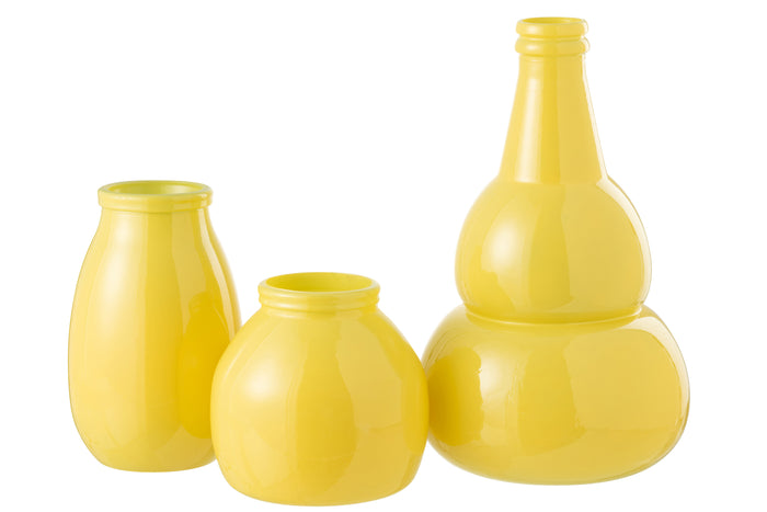 J-Line vaas Cocoon - glas - geel - 45 cm hoog