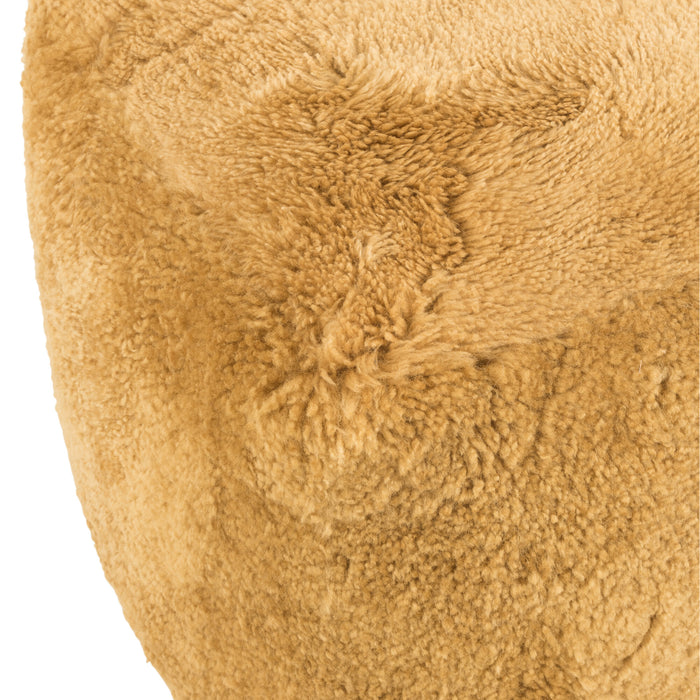 J-Line poef Vierkant Schapenvel - textiel - oker