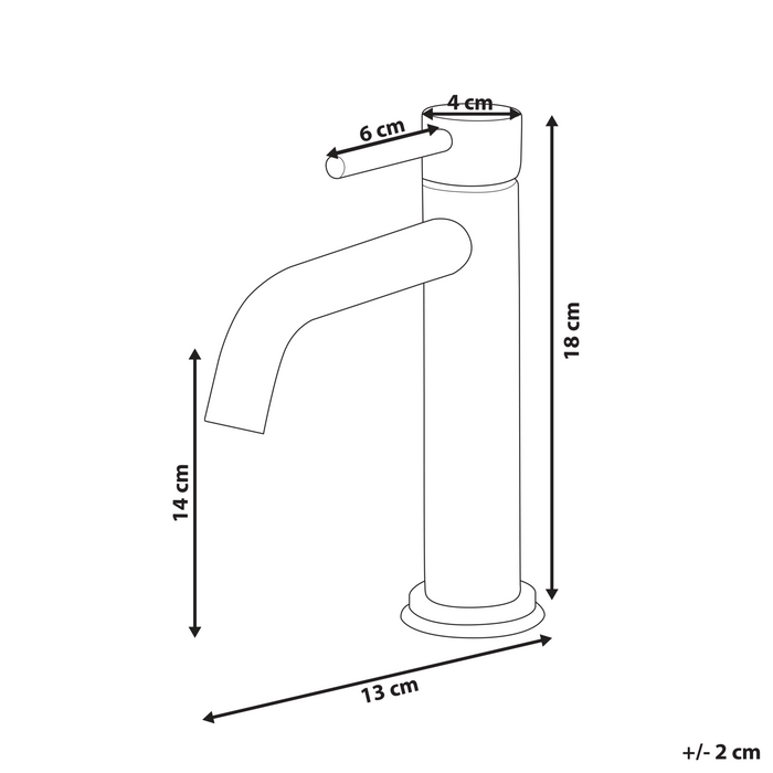 Beliani - SALINAS - Enkele wastafelkraan - Zilver - 18 cm - Messing