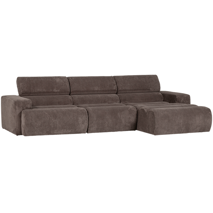 WOOOD Novi Chaise Longue Bank Rechts - Ribstof - Grijsbruin
