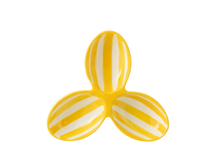 J-Line serveerschaal Granada Stripes Clover - keramiek - wit