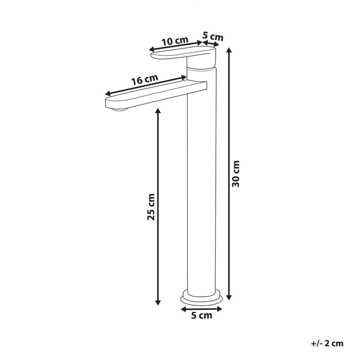 Beliani - COLHUE - Enkele wastafelkraan - Zwart - 30 cm - Messing