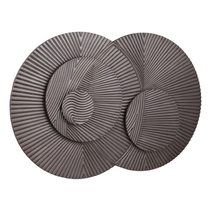 PTMD Thikra Brown Double Circles Mdf Wall Panel Carved