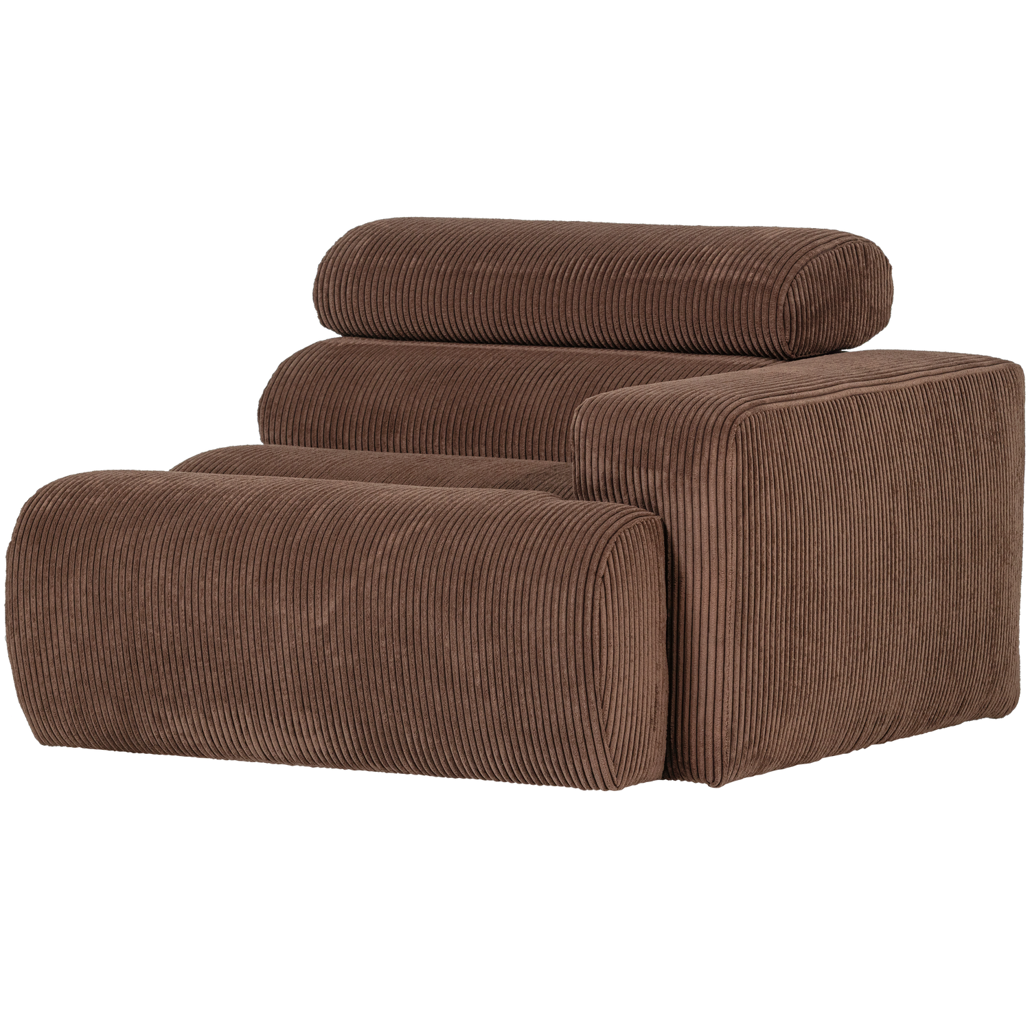 WOOOD Novi 1-Zits Element Bank Arm Rechts - Ribstof - Mokkabruin