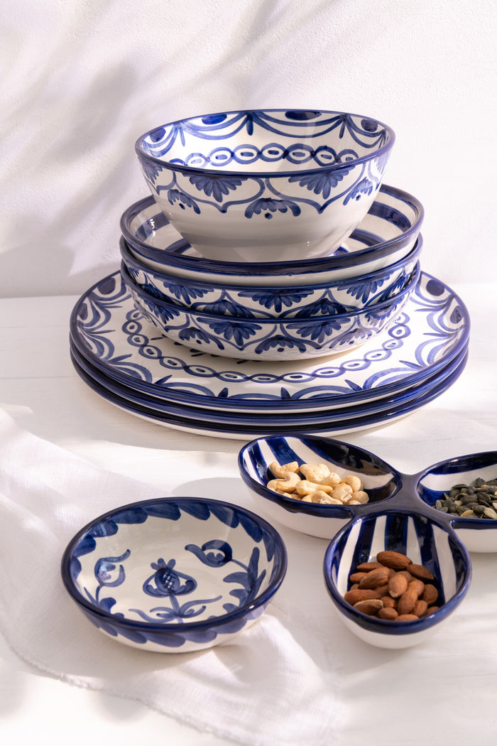 J-Line kom Lebrillo Granada - keramiek - wit|blauw