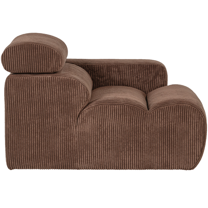 WOOOD Novi 1-Zits Element Bank Arm Rechts - Ribstof - Mokkabruin