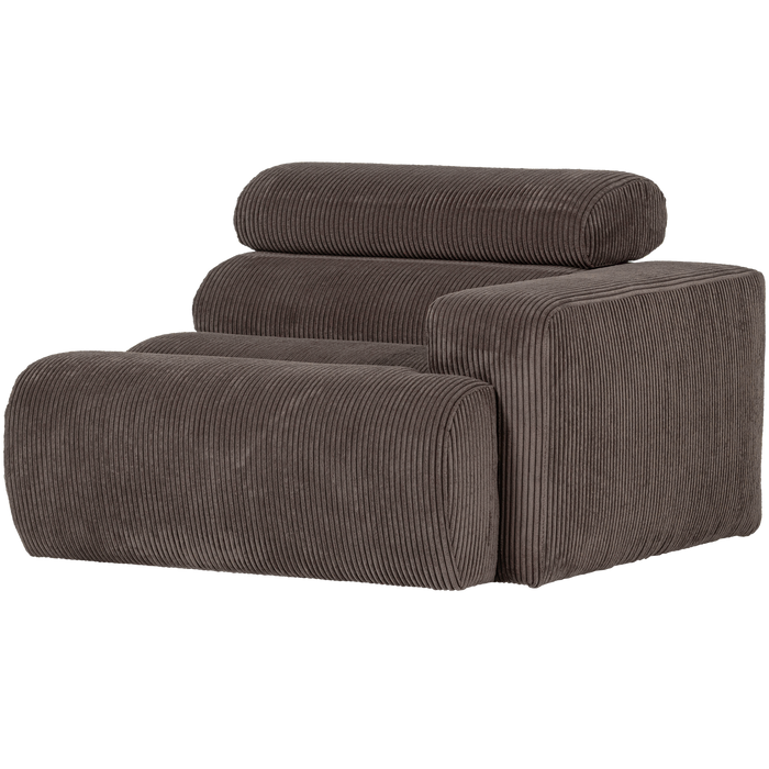 WOOOD Novi 1-Zits Element Bank Arm Links - Ribstof - Grijsbruin