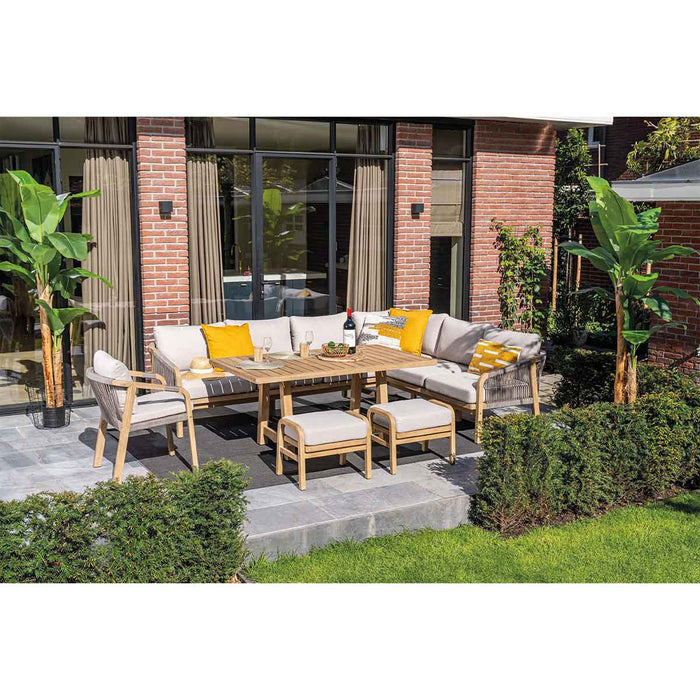 Santos lounge-diningset - 5-dlg.-rechts-acaciahout met white wash-sand