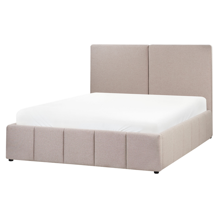 Beliani-CASTELNAVET-Tweepersoonsbed-Taupe-160 x 200 cm-Polyester