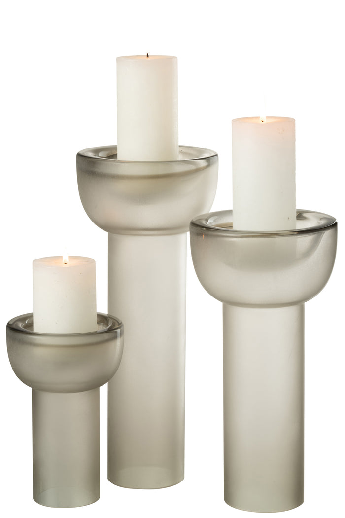 J-Line vaas|kandelaar Yara - glas - greige - large - 38 cm h