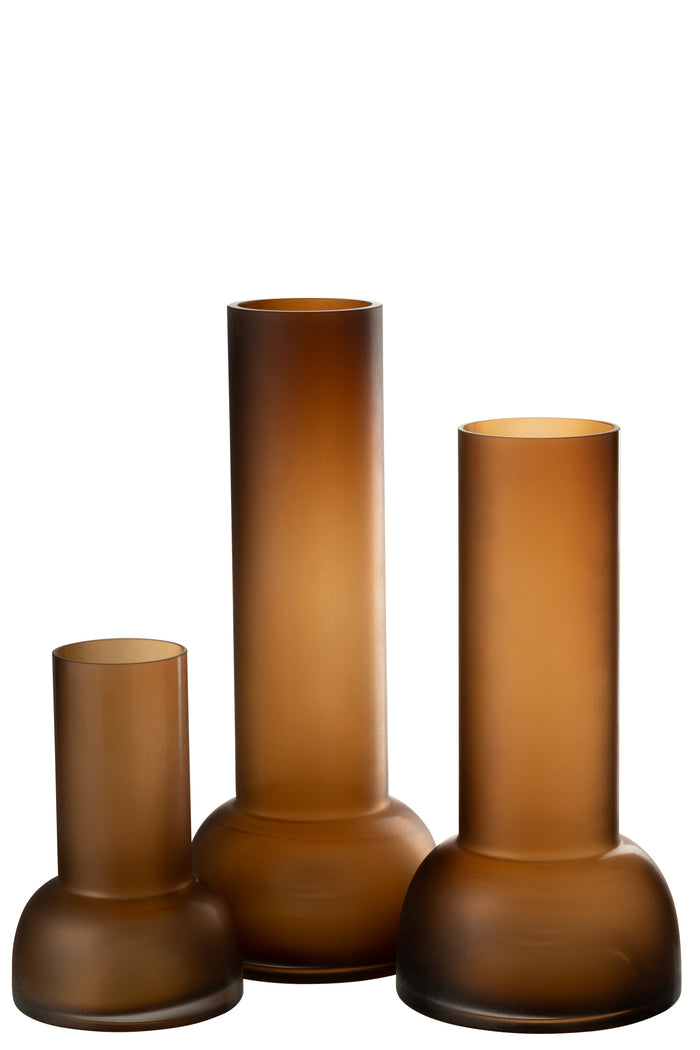 J-Line vaas|kandelaar Yoko - glas - bruin - large - 38 cm ho