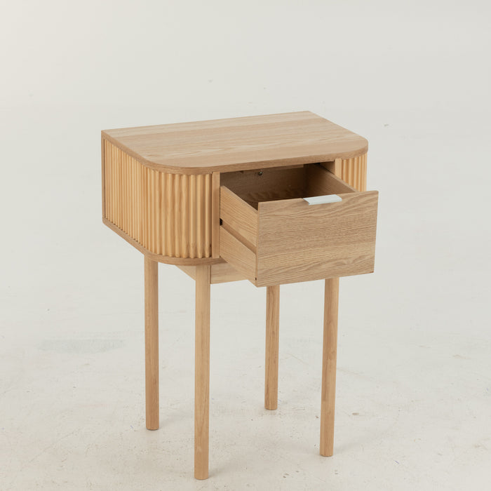 J-Line nachtkastje Rond - dennenhout - naturel