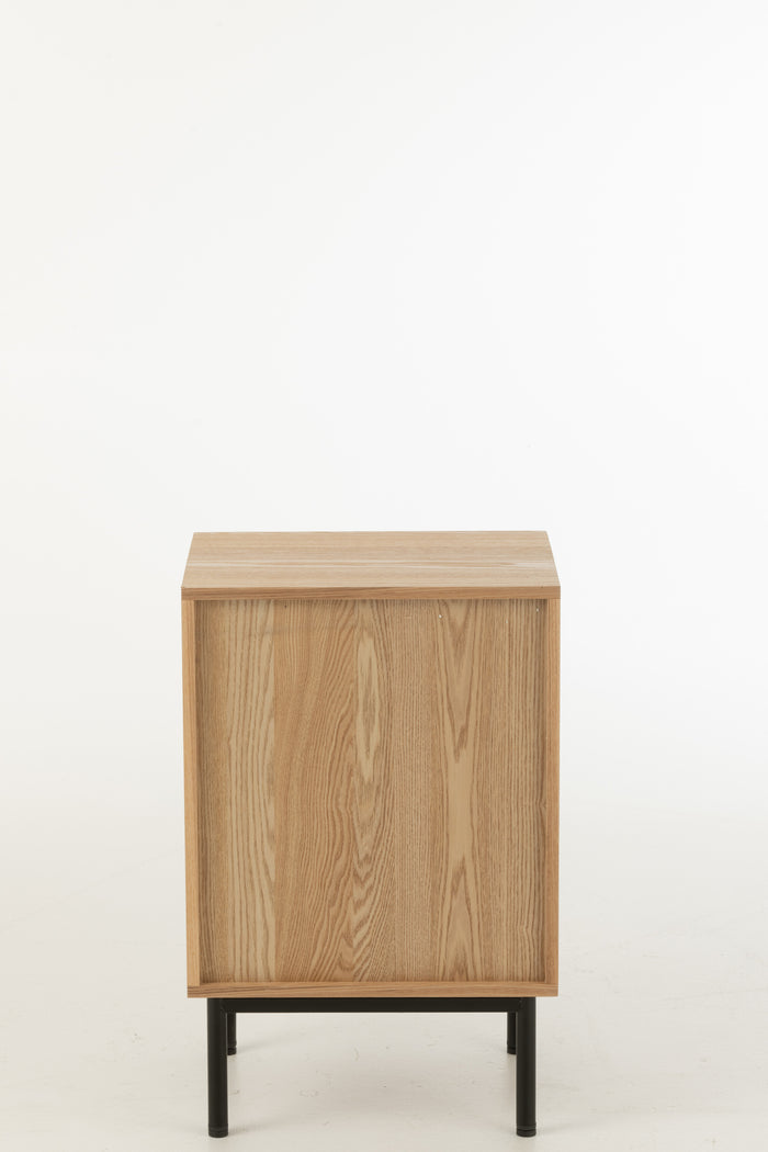 J-Line nachtkast Vierkant - hout|metaal - naturel|zwart