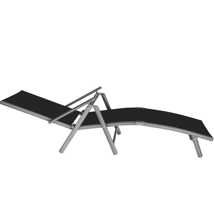 tectake® Ligbed Marisol aluminium, 7 standen - Donkergrijs