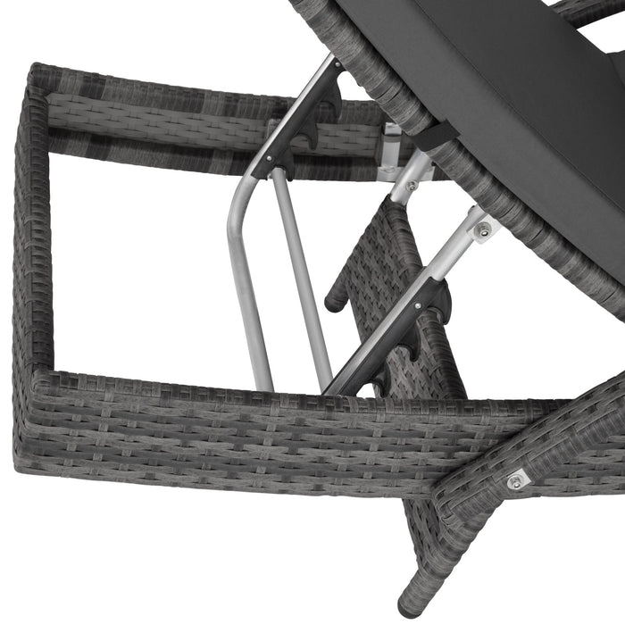 tectake® Wicker ligbed Océane met aluminium frame - Grijs