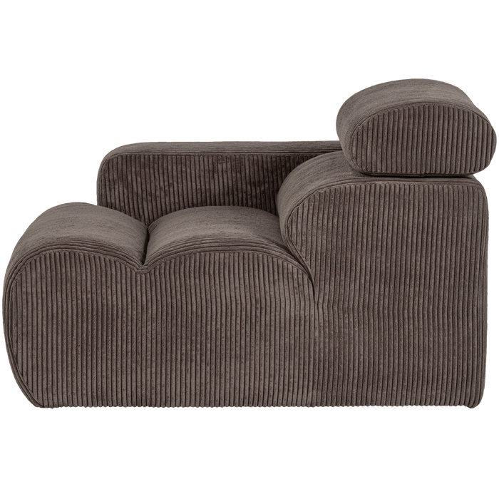 WOOOD Novi 1-Zits Element Bank Arm Rechts - Ribstof - Grijsbruin