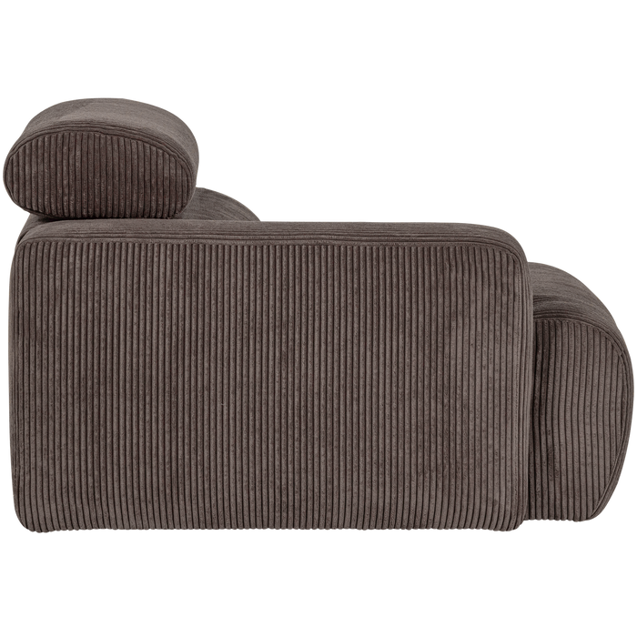 WOOOD Novi 1-Zits Element Bank Arm Rechts - Ribstof - Grijsbruin