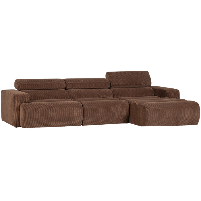 WOOOD Novi Chaise Longue Bank Rechts - Ribstof - Grijsbruin